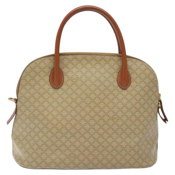 CELINE Macadam Canvas Hand Bag Pvc Beige Gold - Picture 3 of 12